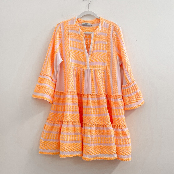 Devotion Twins Embroidered Ella Tunic Dress in Neon Orange M - Picture 3 of 8